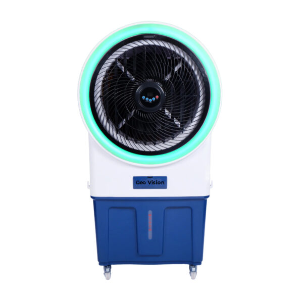 Geo Vision Oreo Ambient Light 80 LTRS Heavy Duty Tower Air Cooler For Home/Office With Honeycomb Cooling & Auto Swing Technology, Powerful Air Throw & 3-Speed Control With Ice Top Chamber White & Navy Blue - Image 5