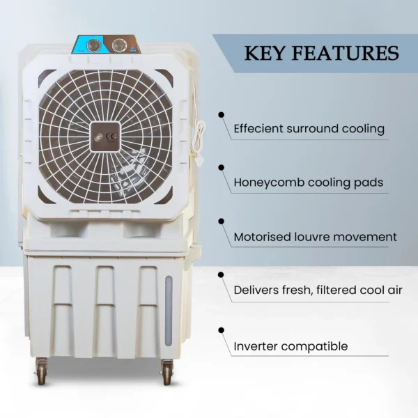 Geo Vision Legender 150 LTR Heavy Duty Desert Air Cooler For Home/Office With Honeycomb Cooling & Auto Swing Technology, Powerful Air Throw & 3-Speed Control Dark Grey - Image 2