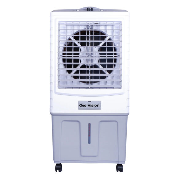 Geo Vision Everest 90 LTRS Heavy Duty Tower Air Cooler For Home/Office With Honeycomb Cooling & Auto Swing Technology, Powerful Air Throw & 3-Speed Control With Ice Toughened Glass Top Chamber White & Light Grey - Image 2