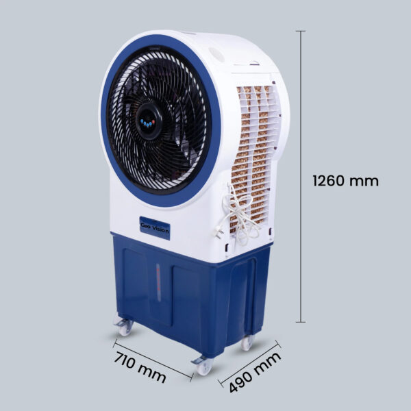 Geo Vision Oreo 80 LTRS Heavy Duty Tower Air Cooler For Home/Office With Honeycomb Cooling & Auto Swing Technology, Powerful Air Throw & 3-Speed Control With Ice top chamber White & Navy Blue - Image 3
