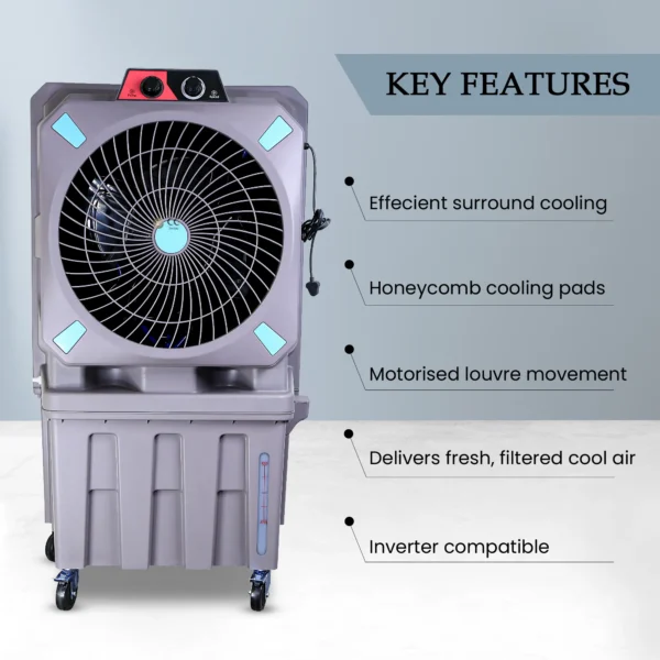 Geo Vision Defender 150 LTR Heavy Duty Desert Air Cooler For Home/Office With Honeycomb Cooling & Auto Swing Technology, Powerful Air Throw & 3-Speed Control Nude Brown - Image 2
