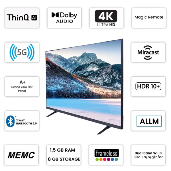 Geo Vision 109 cm (43 inches) True Frameless Smart Android WEB OS LED TV With Dolby Digital Sound & Air Mouse Remote 1.5GB/8GB - Image 2