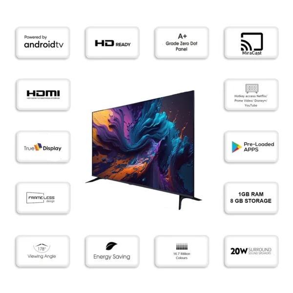 Geo Vision 109 cm (43 inches) True Frameless Smart Android LED TV 1GB/8GB - Image 2
